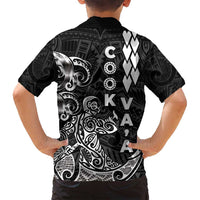Cook Islands Va'a Polynesian Art Tattoo Family Matching Puletasi and Hawaiian Shirt Black Color LT03 - Polynesian Pride