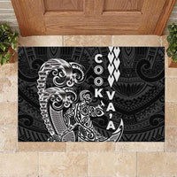 Cook Islands Vaa Polynesian Art Tattoo Rubber Doormat Black Color