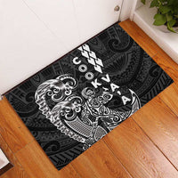 Cook Islands Vaa Polynesian Art Tattoo Rubber Doormat Black Color