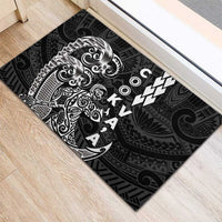 Cook Islands Vaa Polynesian Art Tattoo Rubber Doormat Black Color