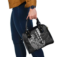Cook Islands Vaa Polynesian Art Tattoo Shoulder Handbag Black Color