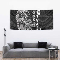 Cook Islands Vaa Polynesian Art Tattoo Tapestry Black Color