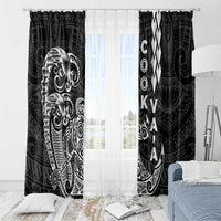 Cook Islands Vaa Polynesian Art Tattoo Window Curtain Black Color