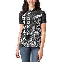 Cook Islands Vaa Polynesian Art Tattoo Women Polo Shirt Black Color