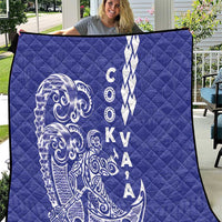 Cook Islands Vaa Polynesian Art Tattoo Quilt Blue Color