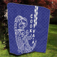 Cook Islands Vaa Polynesian Art Tattoo Quilt Blue Color