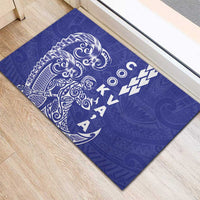 Cook Islands Vaa Polynesian Art Tattoo Rubber Doormat Blue Color
