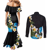 Hawaiian Plumeria and Turtle Couples Matching Mermaid Dress and Long Sleeve Button Shirt with Polynesian Tribal Art Pattern Vintage Vibes LT03 - Polynesian Pride