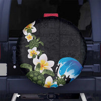 Hawaiian Plumeria and Turtle Spare Tire Cover with Polynesian Tribal Art Pattern Vintage Vibes