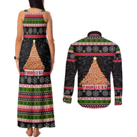 Personalized New Zealand Meri Kirihimete Couples Matching Tank Maxi Dress and Long Sleeve Button Shirt Maori Warrior with Rugby Christmas Tree LT03 - Polynesian Pride