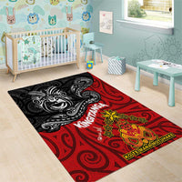 The Kingitanga - Maori King Movement Area Rug Ko Te Mana Motuhake Emblem with Moko and Polynesian Art Tattoo