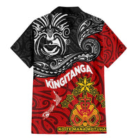 The Kingitanga - Maori King Movement Family Matching Mermaid Dress and Hawaiian Shirt Ko Te Mana Motuhake Emblem with Moko and Polynesian Art Tattoo
