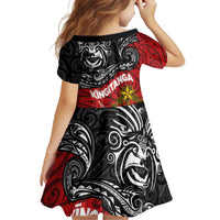 Maori King Movement Family Matching Off The Shoulder Long Sleeve Dress and Hawaiian Shirt Ko Te Mana Motuhake Emblem with Moko and Polynesian Art Tattoo LT03 - Polynesian Pride
