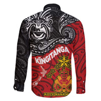 Maori King Movement Family Matching Off The Shoulder Long Sleeve Dress and Hawaiian Shirt Ko Te Mana Motuhake Emblem with Moko and Polynesian Art Tattoo LT03 - Polynesian Pride