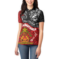 Maori King Movement Women Polo Shirt Ko Te Mana Motuhake Emblem with Moko and Polynesian Art Tattoo LT03 - Polynesian Pride