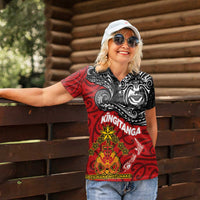 Maori King Movement Women Polo Shirt Ko Te Mana Motuhake Emblem with Moko and Polynesian Art Tattoo LT03 - Polynesian Pride