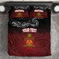 Personalised The Kingitanga - Maori King Movement Bedding Set Ko Te Mana Motuhake Emblem with Silver Ferns and Polynesian Art Tattoo