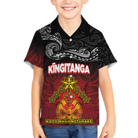 Personalised The Kingitanga - Maori King Movement Family Matching Short Sleeve Bodycon Dress and Hawaiian Shirt Ko Te Mana Motuhake Emblem with Silver Ferns and Polynesian Art Tattoo