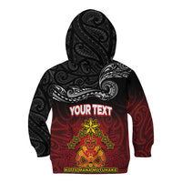 Personalised The Kingitanga - Maori King Movement Kid Hoodie Ko Te Mana Motuhake Emblem with Silver Ferns and Polynesian Art Tattoo