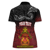Personalised Maori King Movement Women Polo Shirt Ko Te Mana Motuhake Emblem with Silver Ferns and Polynesian Art Tattoo LT03 - Polynesian Pride