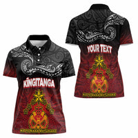 Personalised Maori King Movement Women Polo Shirt Ko Te Mana Motuhake Emblem with Silver Ferns and Polynesian Art Tattoo LT03 - Polynesian Pride