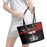 Personalised Maori King Movement Leather Tote Bag Te Paki-o-Matariki with Silver Ferns and Polynesian Art Tattoo LT03 - Polynesian Pride