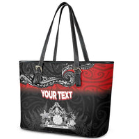 Personalised Maori King Movement Leather Tote Bag Te Paki-o-Matariki with Silver Ferns and Polynesian Art Tattoo LT03 - Polynesian Pride