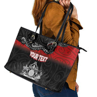Personalised Maori King Movement Leather Tote Bag Te Paki-o-Matariki with Silver Ferns and Polynesian Art Tattoo LT03 - Polynesian Pride