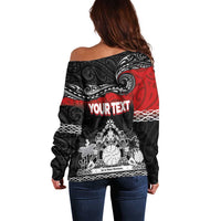 Personalised The Kingitanga - Maori King Movement Off Shoulder Sweater Te Paki-o-Matariki with Silver Ferns and Polynesian Art Tattoo
