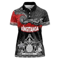 Personalised Maori King Movement Women Polo Shirt Te Paki-o-Matariki with Silver Ferns and Polynesian Art Tattoo LT03 Female Red - Polynesian Pride