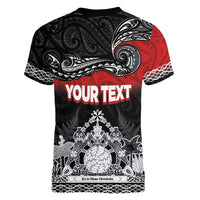 Personalised Maori King Movement Women V-Neck T-Shirt Te Paki-o-Matariki with Silver Ferns and Polynesian Art Tattoo LT03 - Polynesian Pride