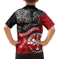 Maori Kotahitanga Family Matching Short Sleeve Bodycon Dress and Hawaiian Shirt Aotearoa Spirit with Maori Mask and Polynesian Art Tattoo LT03 - Polynesian Pride