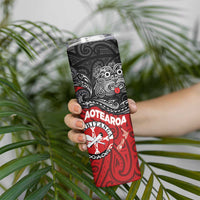 Maori Kotahitanga Skinny Tumbler Aotearoa Spirit with Maori Mask and Polynesian Art Tattoo LT03 - Polynesian Pride