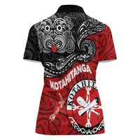 Maori Kotahitanga Women Polo Shirt Aotearoa Spirit with Maori Mask and Polynesian Art Tattoo LT03 - Polynesian Pride