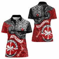 Maori Kotahitanga Women Polo Shirt Aotearoa Spirit with Maori Mask and Polynesian Art Tattoo LT03 - Polynesian Pride
