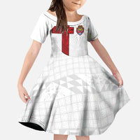 Custom Tonga Ngatu Art Rugby Mate Ma'a Family Matching Mermaid Dress and Hawaiian Shirt LT03 Daughter's Dress White - Polynesian Pride