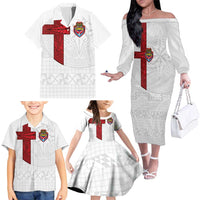 Custom Tonga Ngatu Art Rugby Mate Ma'a Family Matching Off The Shoulder Long Sleeve Dress and Hawaiian Shirt LT03 - Polynesian Pride