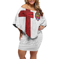 Custom Tonga Ngatu Art Rugby Mate Ma'a Family Matching Off Shoulder Short Dress and Hawaiian Shirt - Polynesian Pride