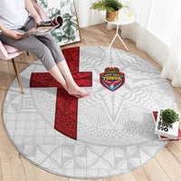 Tonga Ngatu Art Rugby Mate Ma'a Round Carpet - Polynesian Pride