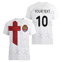 Custom Tonga Ngatu Art Rugby Mate Ma'a Women V-Neck T-Shirt LT03 - Polynesian Pride