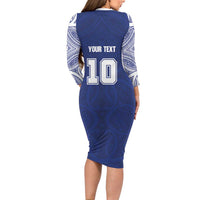 Custom Samoa Rugby Family Matching Long Sleeve Bodycon Dress and Hawaiian Shirt Pacific Motifs - Polynesian Pride