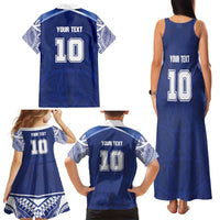 Custom Samoa Rugby Family Matching Tank Maxi Dress and Hawaiian Shirt Pacific Motifs - Polynesian Pride