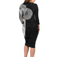 Samoan Tatau Family Matching Long Sleeve Bodycon Dress and Hawaiian Shirt Art Tribal Traditional Tattoos - Polynesian Pride