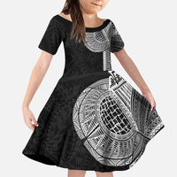 Samoan Tatau Family Matching Mermaid Dress and Hawaiian Shirt Art Tribal Traditional Tattoos LT03 Daughter's Dress Black - Polynesian Pride