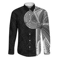 Samoan Tatau Family Matching Mermaid Dress and Hawaiian Shirt Art Tribal Traditional Tattoos LT03 Dad's Shirt - Long Sleeve Black - Polynesian Pride