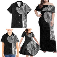 Samoan Tatau Family Matching Off Shoulder Maxi Dress and Hawaiian Shirt Art Tribal Traditional Tattoos - Polynesian Pride