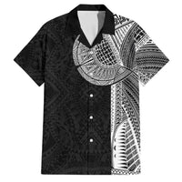 Samoan Tatau Family Matching Off Shoulder Maxi Dress and Hawaiian Shirt Art Tribal Traditional Tattoos LT03 Dad's Shirt - Short Sleeve Black - Polynesian Pride