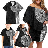 Samoan Tatau Family Matching Off Shoulder Short Dress and Hawaiian Shirt Art Tribal Traditional Tattoos LT03 - Polynesian Pride