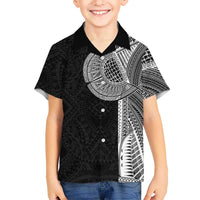 Samoan Tatau Family Matching Puletasi and Hawaiian Shirt Art Tribal Traditional Tattoos LT03 Son's Shirt Black - Polynesian Pride