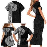 Samoan Tatau Family Matching Short Sleeve Bodycon Dress and Hawaiian Shirt Art Tribal Traditional Tattoos - Polynesian Pride